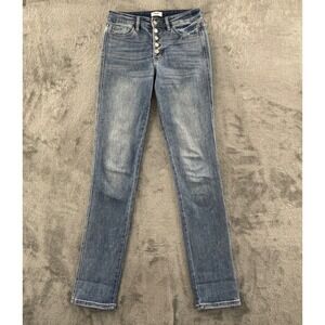 Amalli Talli Button Fly‎ Skinny Jeans Womens 27 Light Wash Stretch 36" Inseam